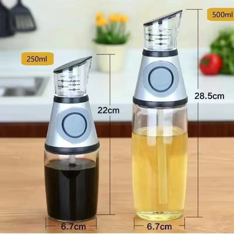 1/2Pcs Oil Sprayer Superior Clear Glass Oil Vinegar Jug Dispenser Oil Meter Kitchen Large Opening Filling Cleaning 250/500 ML
